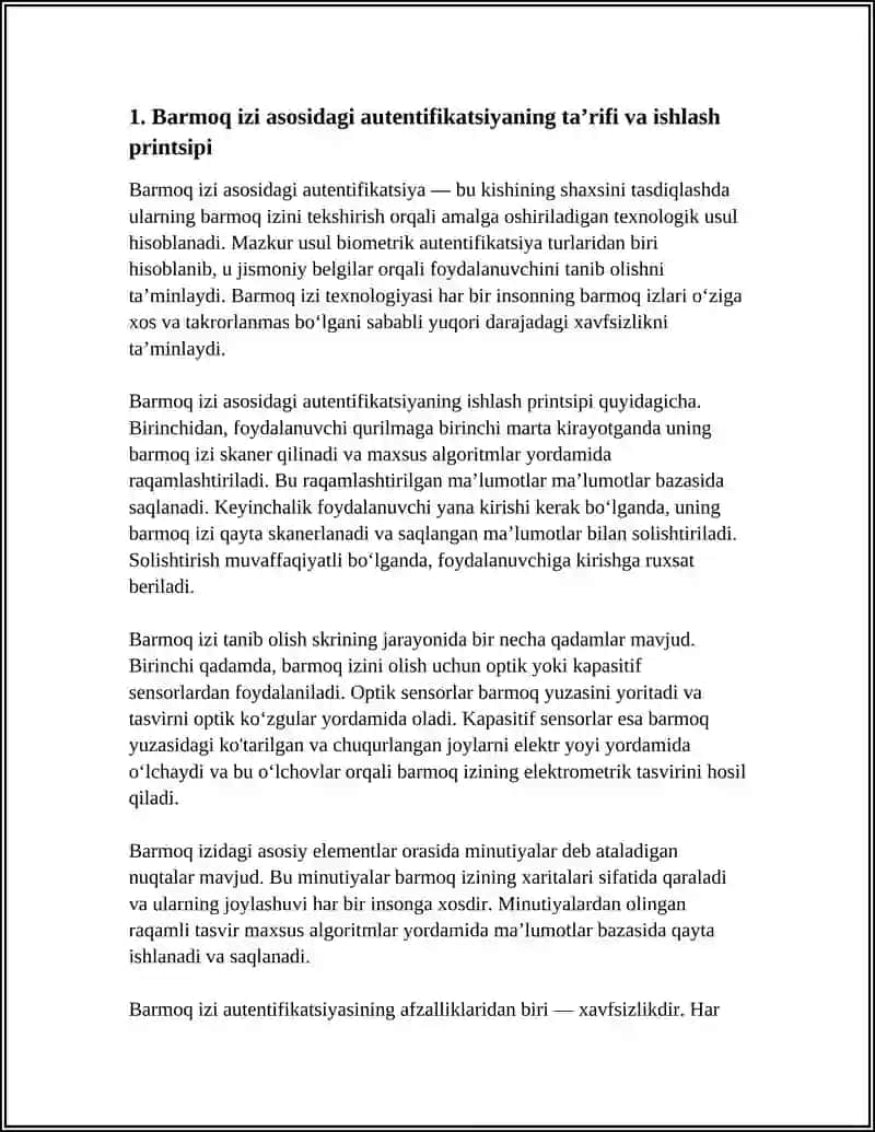 BARMOQ IZIGA ASOSLANGAN AUTENTIFIKASIYA USULI VA UNING XUSUSIYATLARI 4