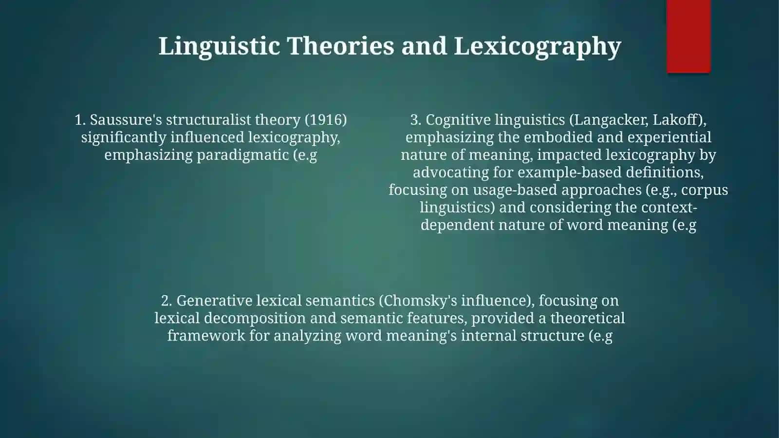 The theoretical foundations of lexicography 4