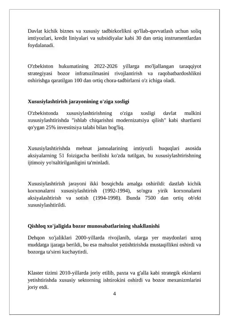 O'zbekistonda Bozor Munosabatlari Shakllanishi 4