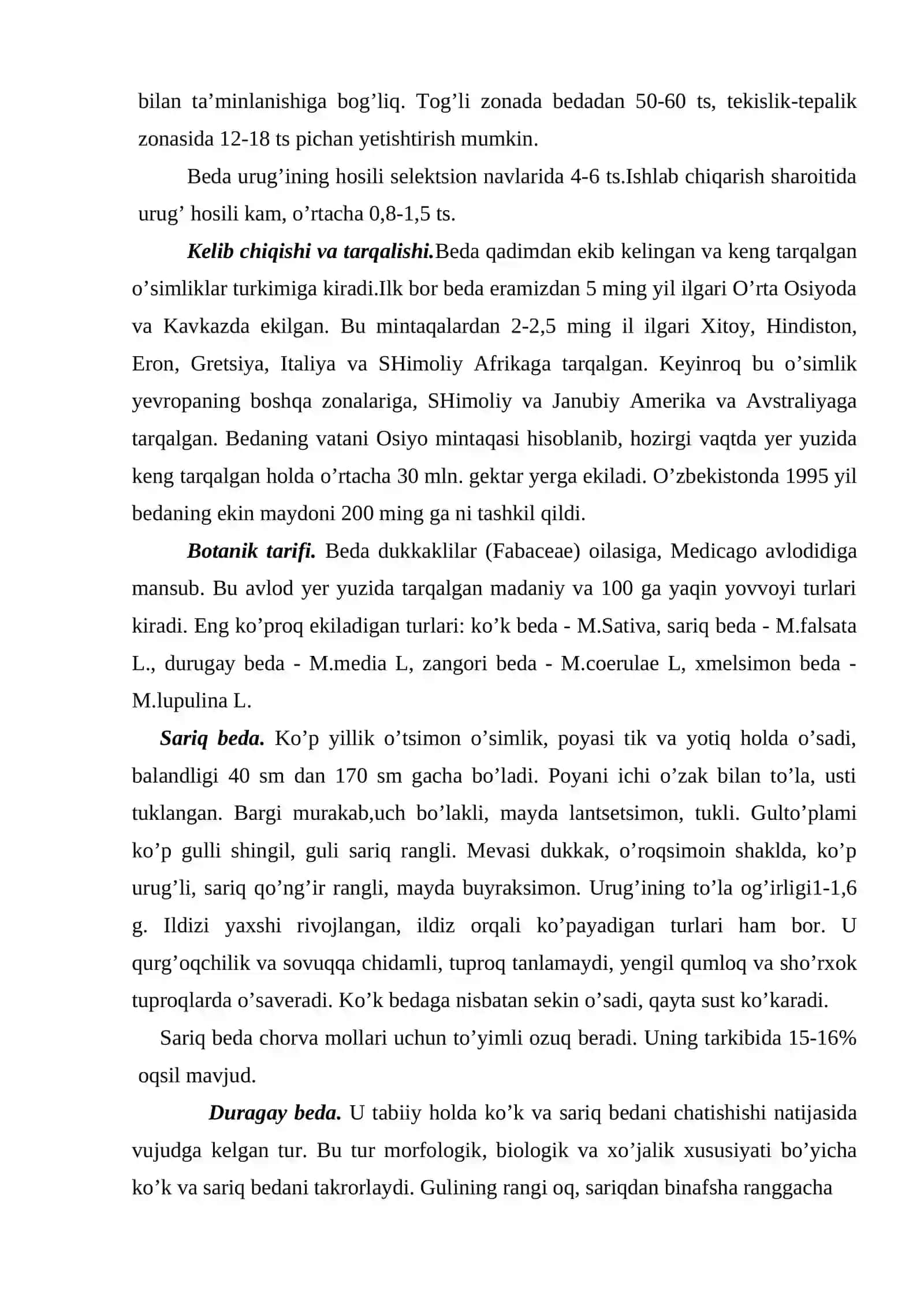 BEDA BIOLOGIYASI VA YETISHTIRISH TEXNOLOGIYASI 4