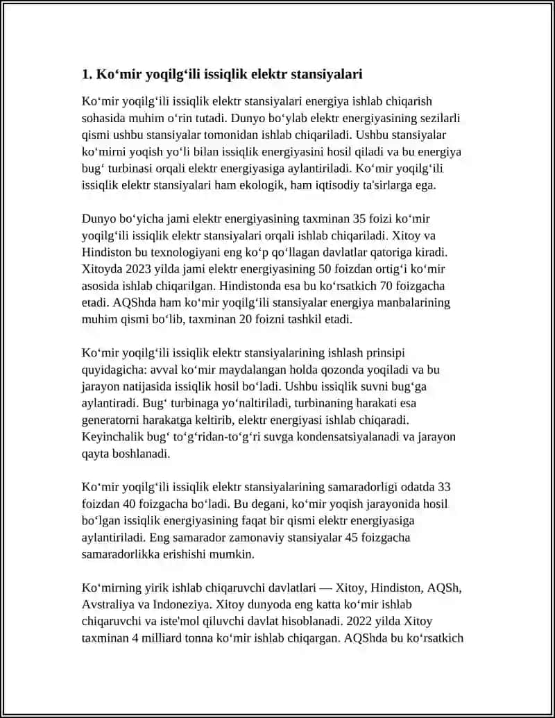 ELEKTR ENERGIYA ISHLAB CHIQQRISH MANBALARI VA ULARNING TURLARI 4