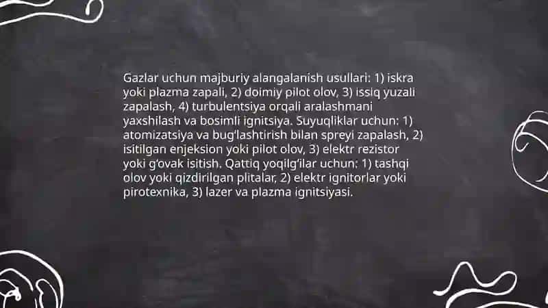 Uch yonuvchi tizimlarning majburiy alangalanishi 4