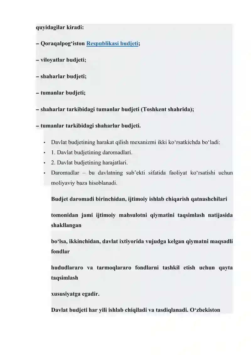 Davlat bujjetini shakllantirishda mol-mulk solig’i va resurst o’lchovlarning axamiyati 4