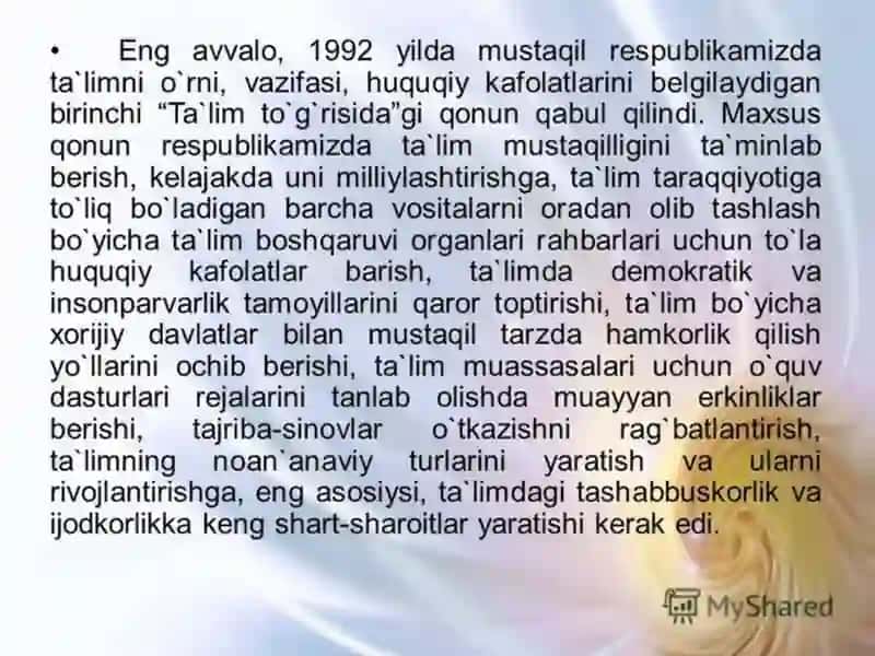 MUSTAQILLIK YILLARIDA TA'LIM TARBIYA TAYYORLDAI 4