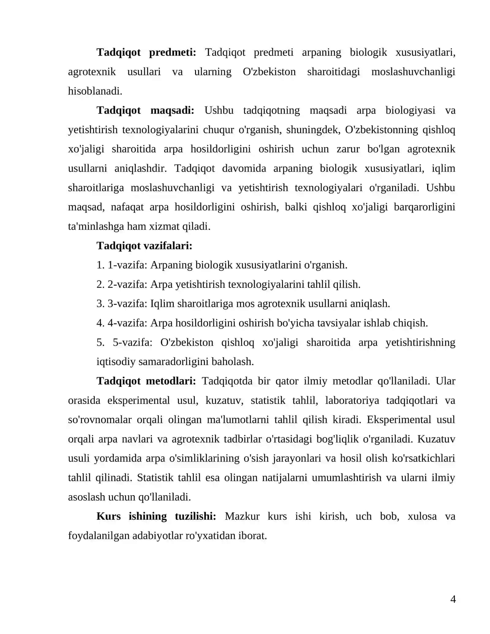 Arpa biologiyasi va yetishtirish texnologiyasi 4
