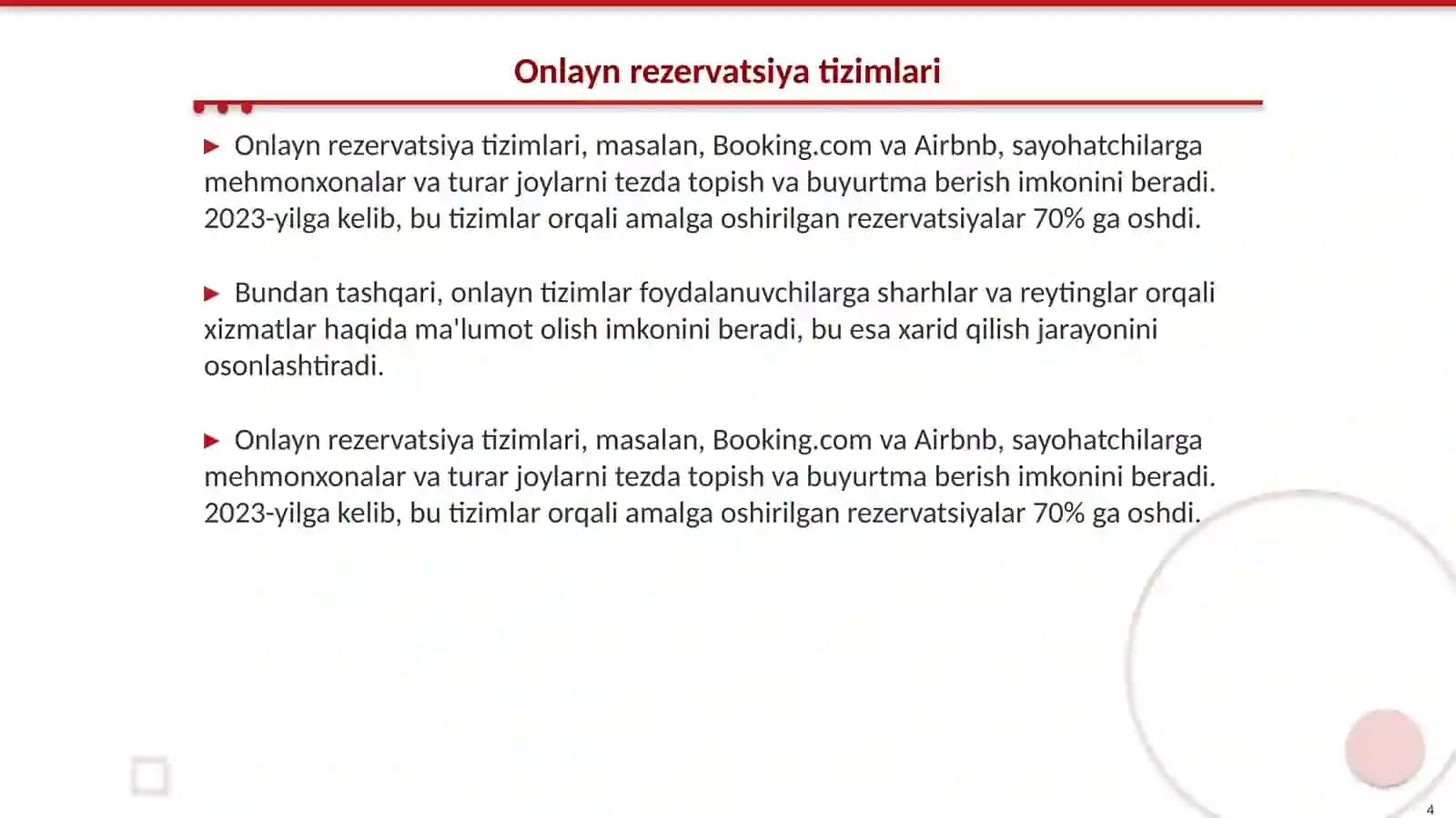 Turizm va mehmondòstlikda foydalaniladigan dasturiy mahsulotlar 4