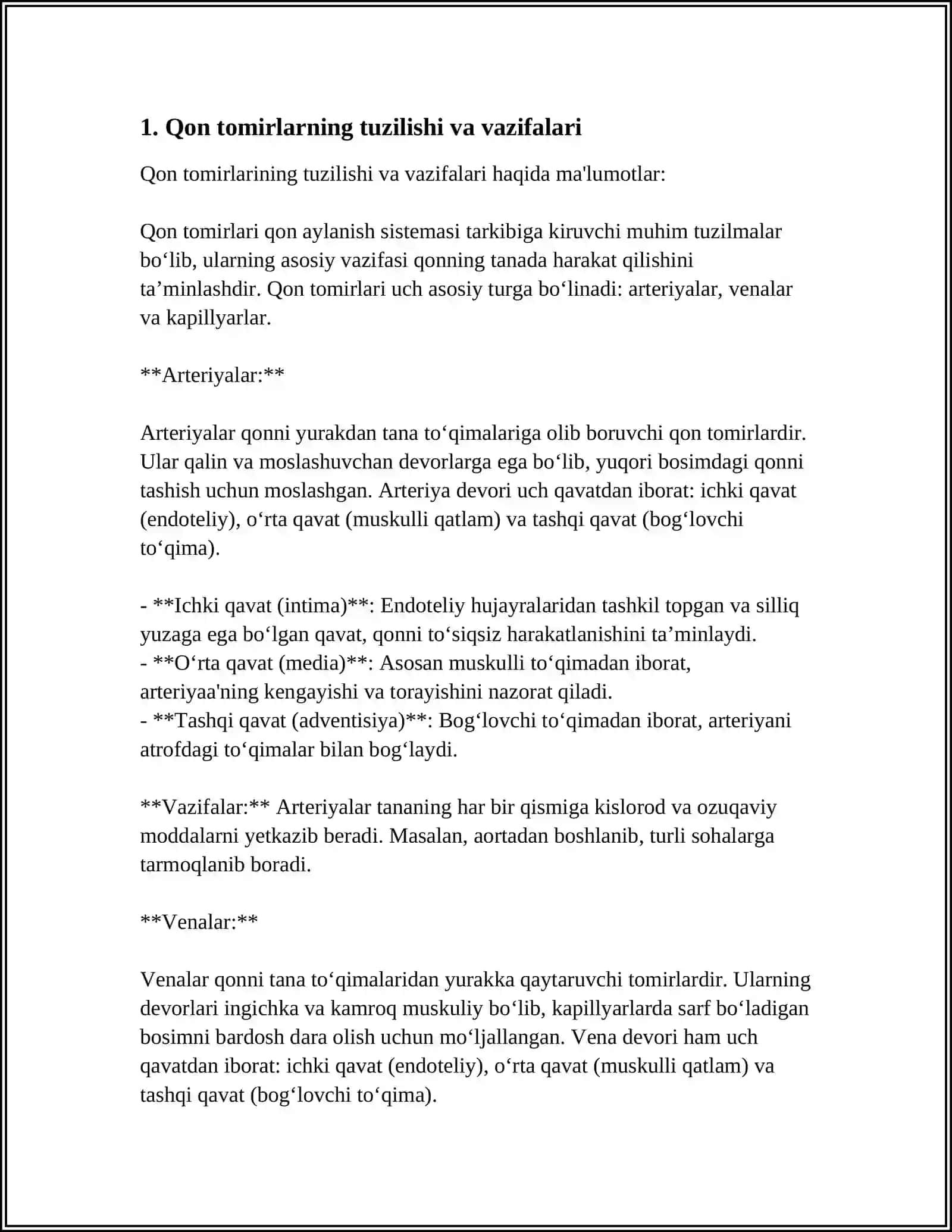 Qon tomirlarining tuzilishi va vazifalari 4