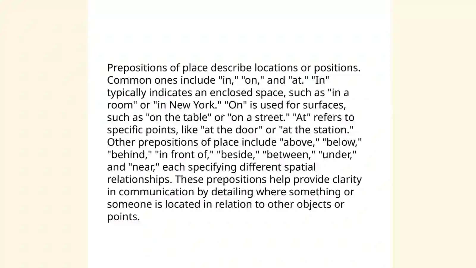 Prepositions of place 4