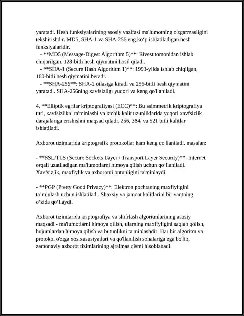 Axborot Tizimlarida Kriptografiya va Shifrlash Algoritmlari 4