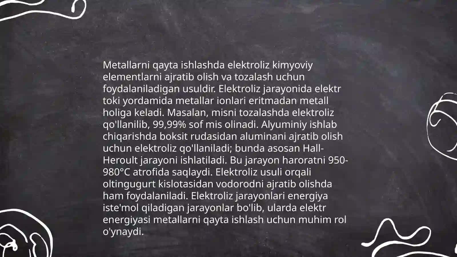 Sanoatda elektroliz jarayonini qoʻllash 4