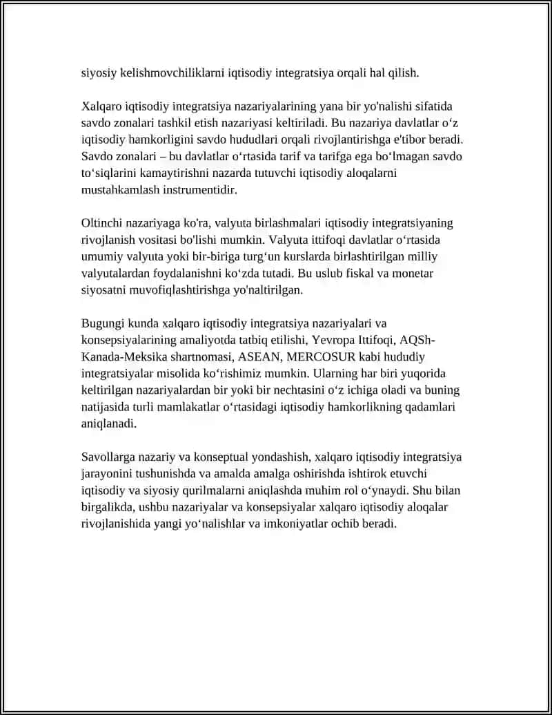XALQARO IQTISODIY INTEGRATSIYA JARAYONLARI 4