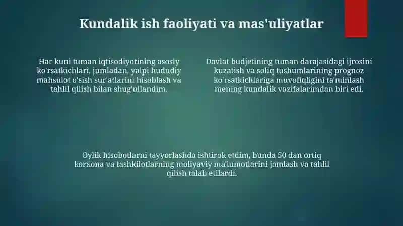 Sergeli tuman iqtisodiyot va moliya bo'limidagi amaliyot 4