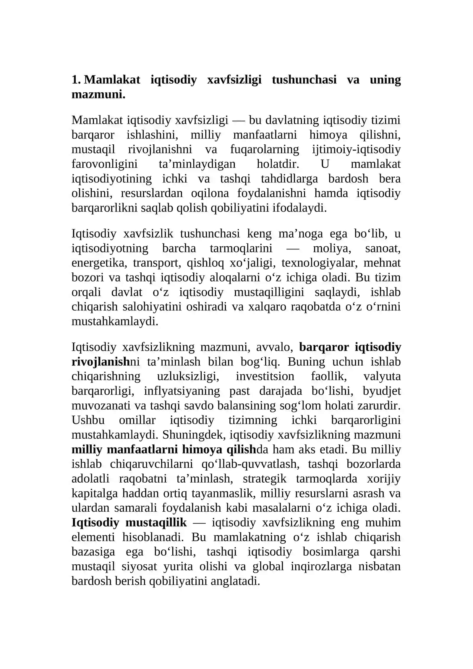 Mamlakatning iqtisodiy xavfsizligini ta'minlash 4