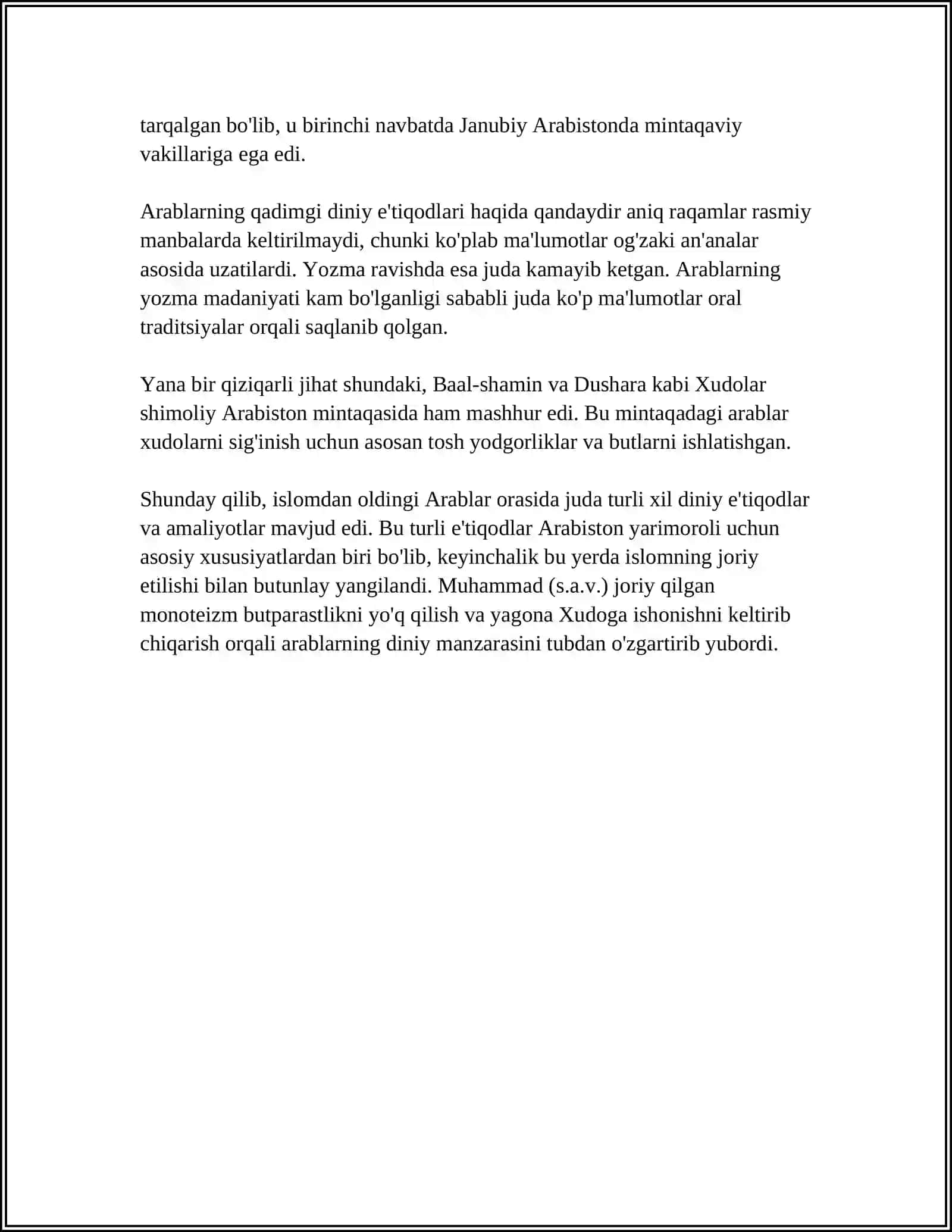 ARABLAR VA ISLOM DININING PAYDO BOʻLISHI, UNING IJTIMOIY MOXIYATI 4