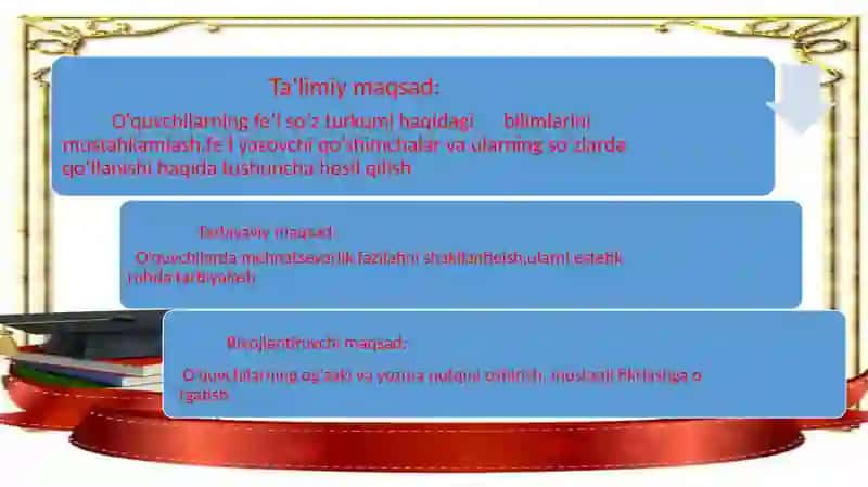 "Fe’lyasovchi qo’shimchalar" 4 sinf ona tili fabidan taqdimot 4