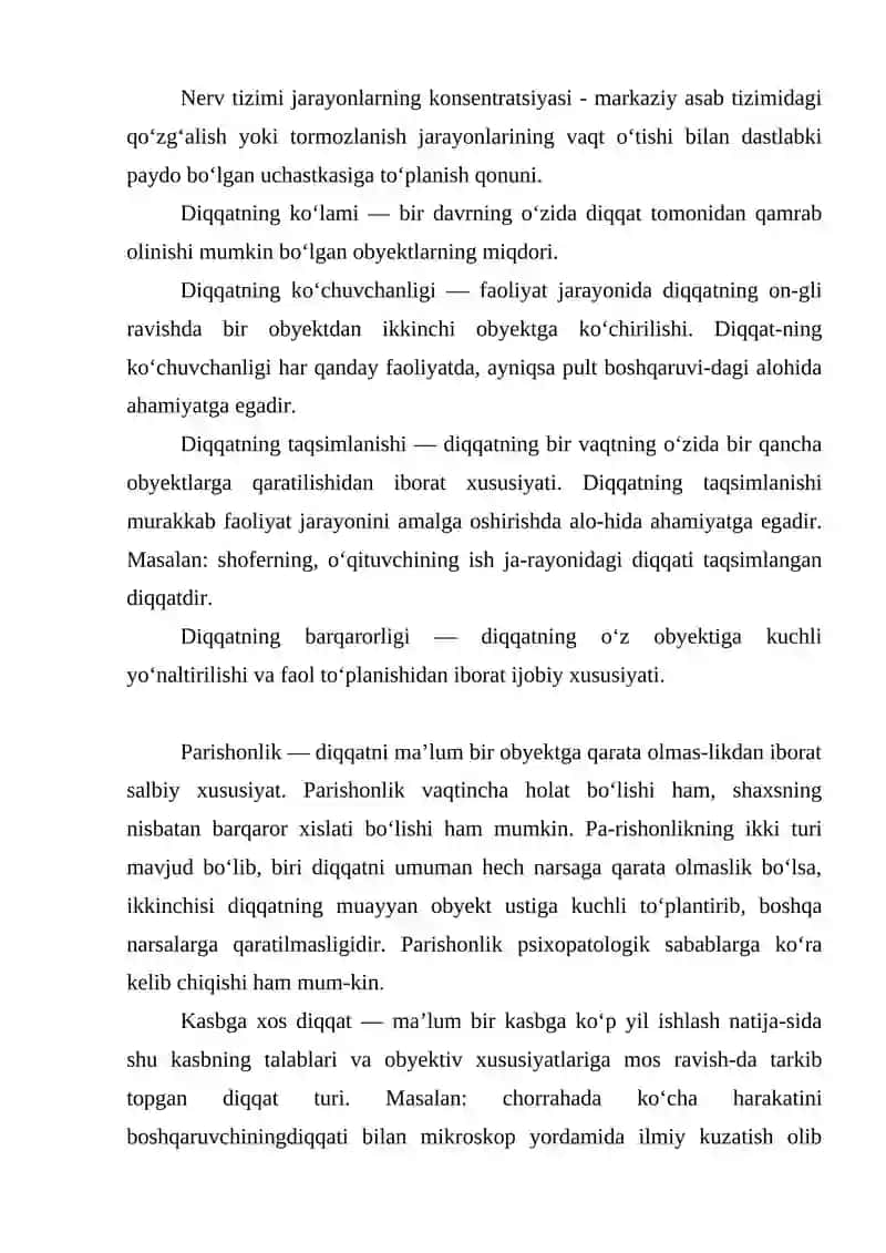 Diqqatning psixofiziologik indikatorlari va mexanizmlar 4
