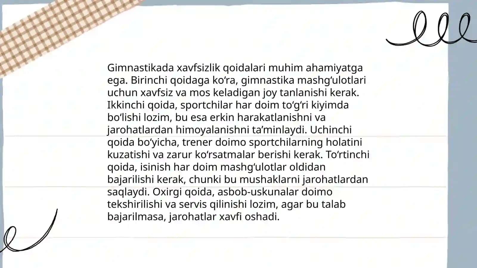 Gimnastika. Saf mashqlarini o'rgatish 4