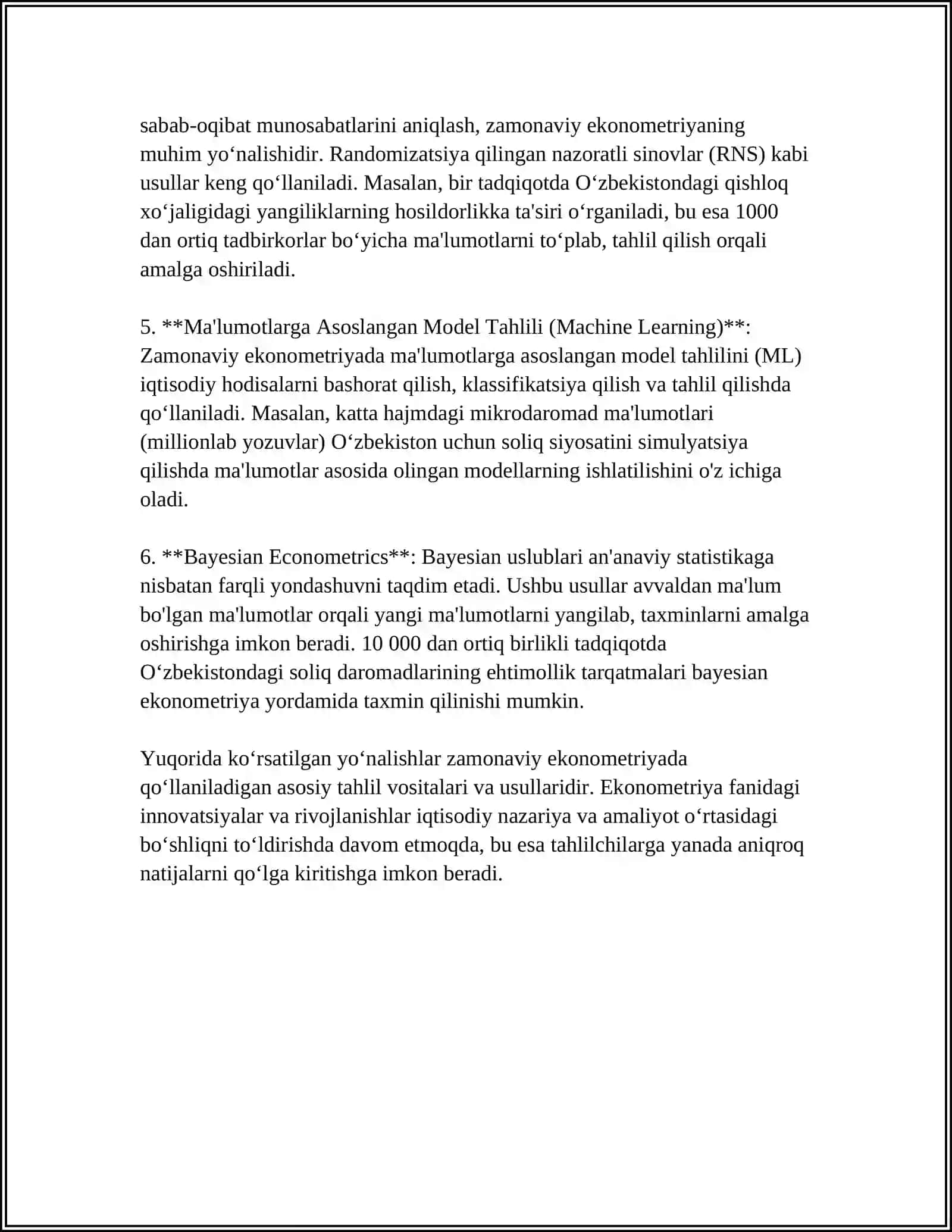 EKONOMÉTRIKADA HOZIRGI ZAMON MUNOSABATLARI 4
