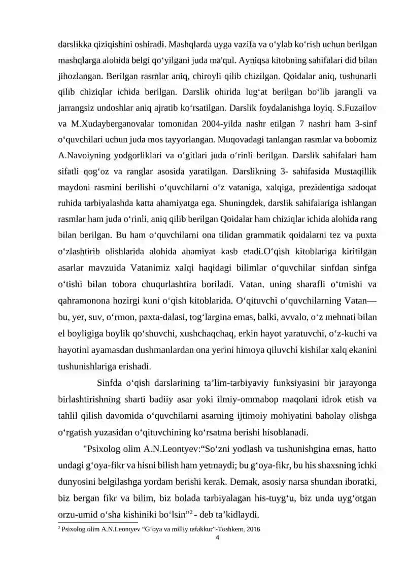 4-SINF ONA TILI DARSLARIDA SO'Z TURKUMLARINI O'RGANISH 4