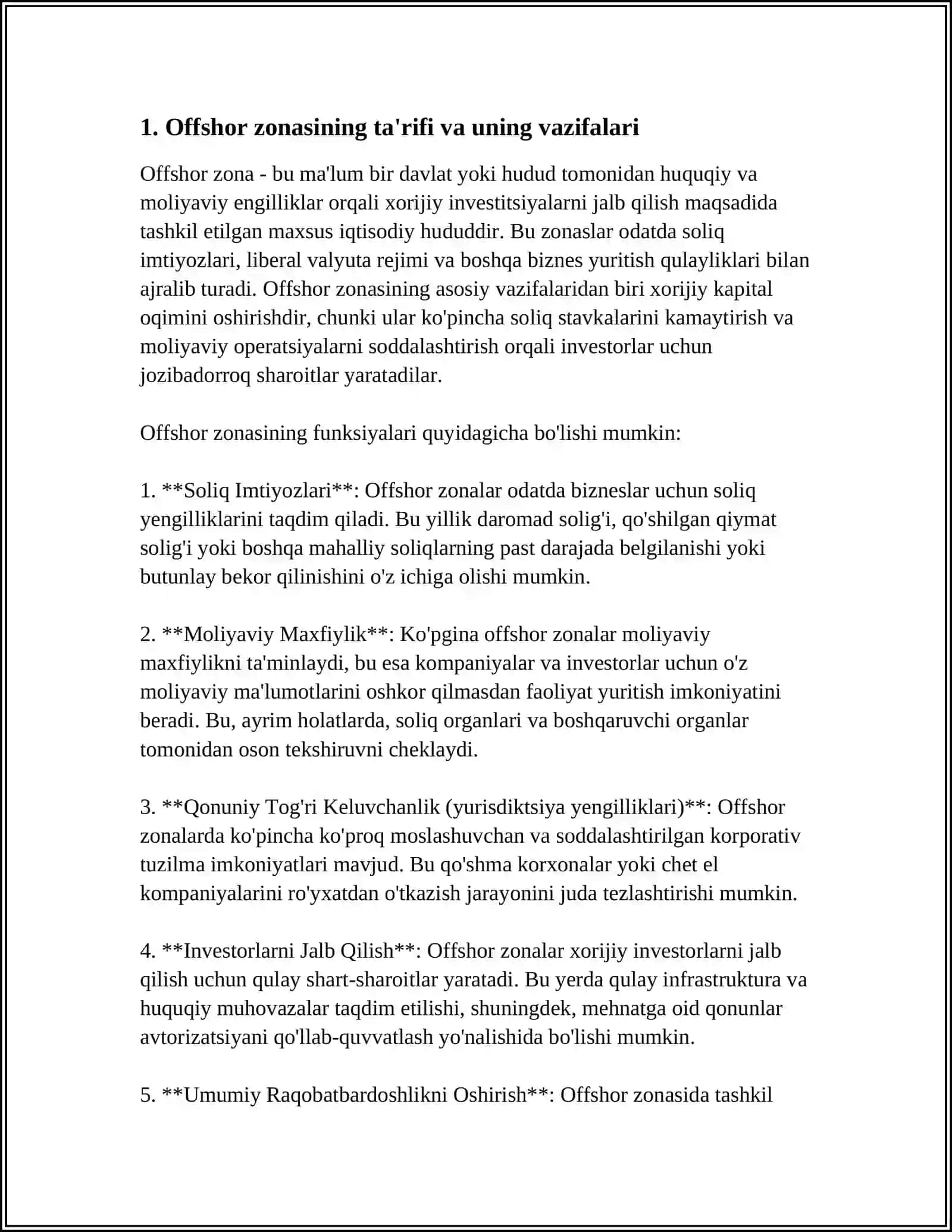 OFFSHOR ZONALAR VA OFFSHOR FIRMALAR XUFIYONA IQTISODIY FAOLIYATNING DASTAGI SIFATIDA 4