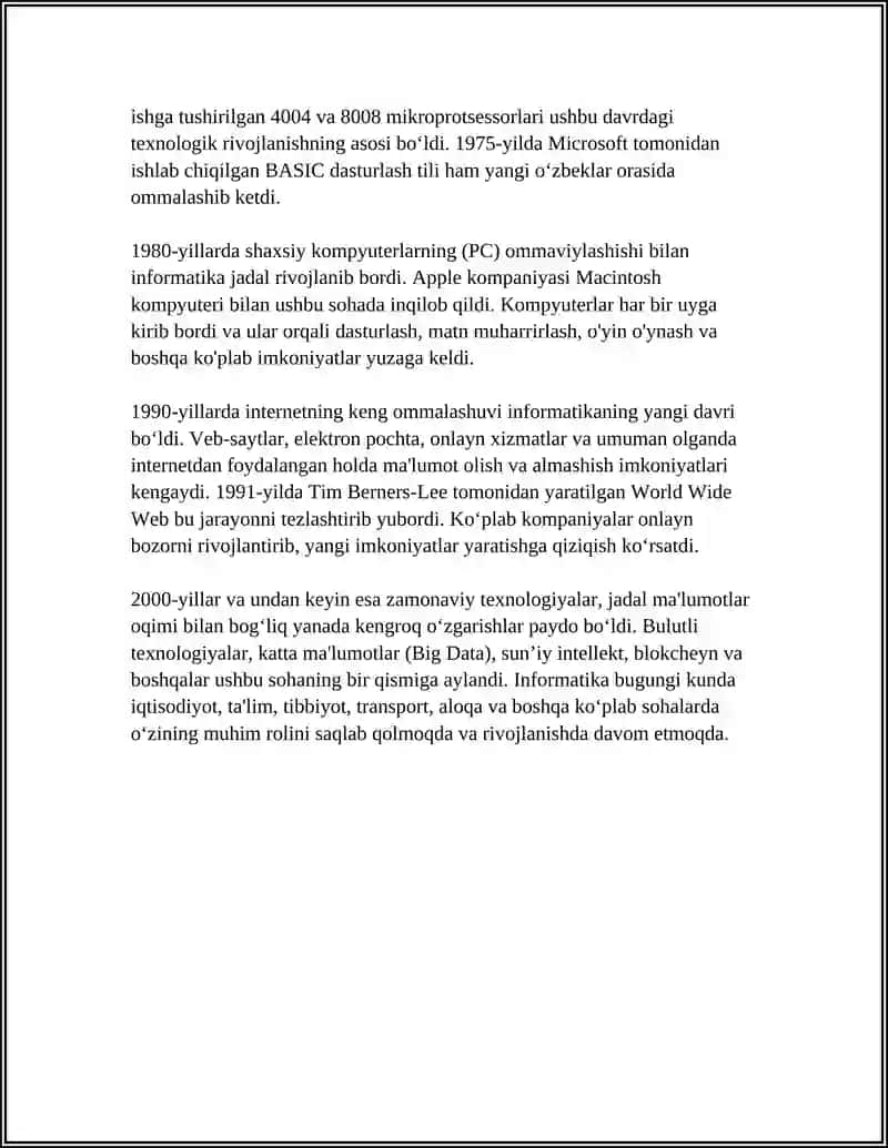 INFORMATIKA HAQIDA TUSHUNCHA SHAKLLANTIRISH 4