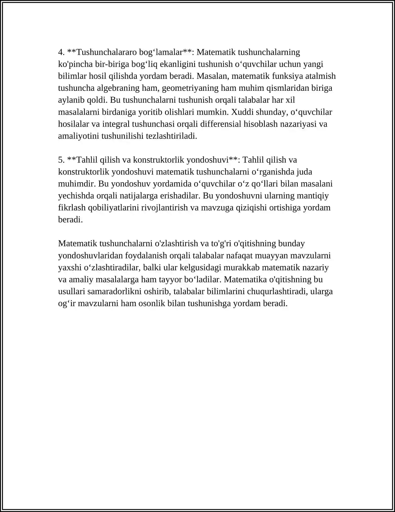 MATEMATIKA DARSNI TASHKIL QILISH, KO‘RGAZMALILIK HAMDA DIDAKTIK MATERIALLARDAN FOYDALANISH 4