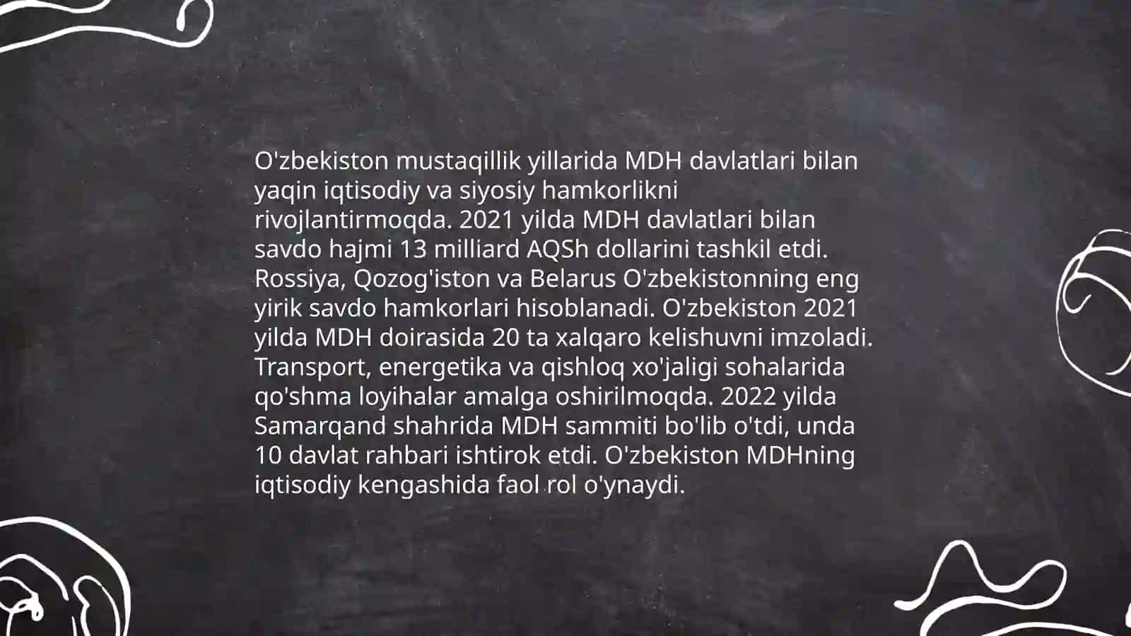 O'zbekiston jahon hamjamiyati mavzusida slayd 4