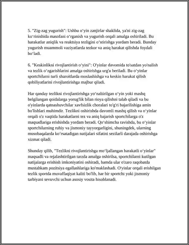 Tezlikni rivojlantirishga mo‘ljallangan harakatli o‘yinlar 4
