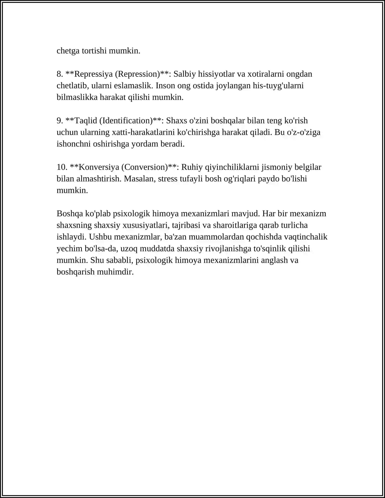 PSIXOLOGIK HIMOYA MEXANIZMLARI VA ULARNI DIAGNOSTIKA METODLARI 4