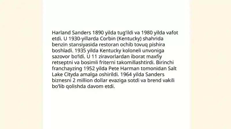 Kfs fast foodi paydo bolishi tarixi 4
