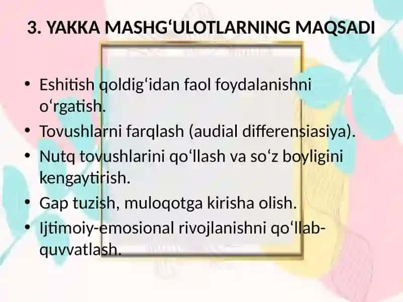 Eshitishdanuqsonibo'lgan bolalar bilan yakkamashg'ulot darslari 4