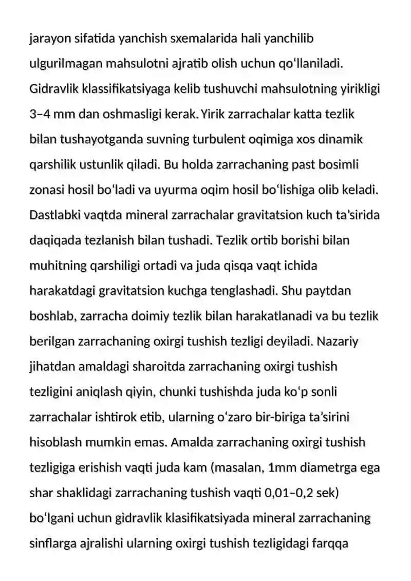 Mexanik, spiralli va gidravlik sinflagichlar.(Klassifikatorlar) 4