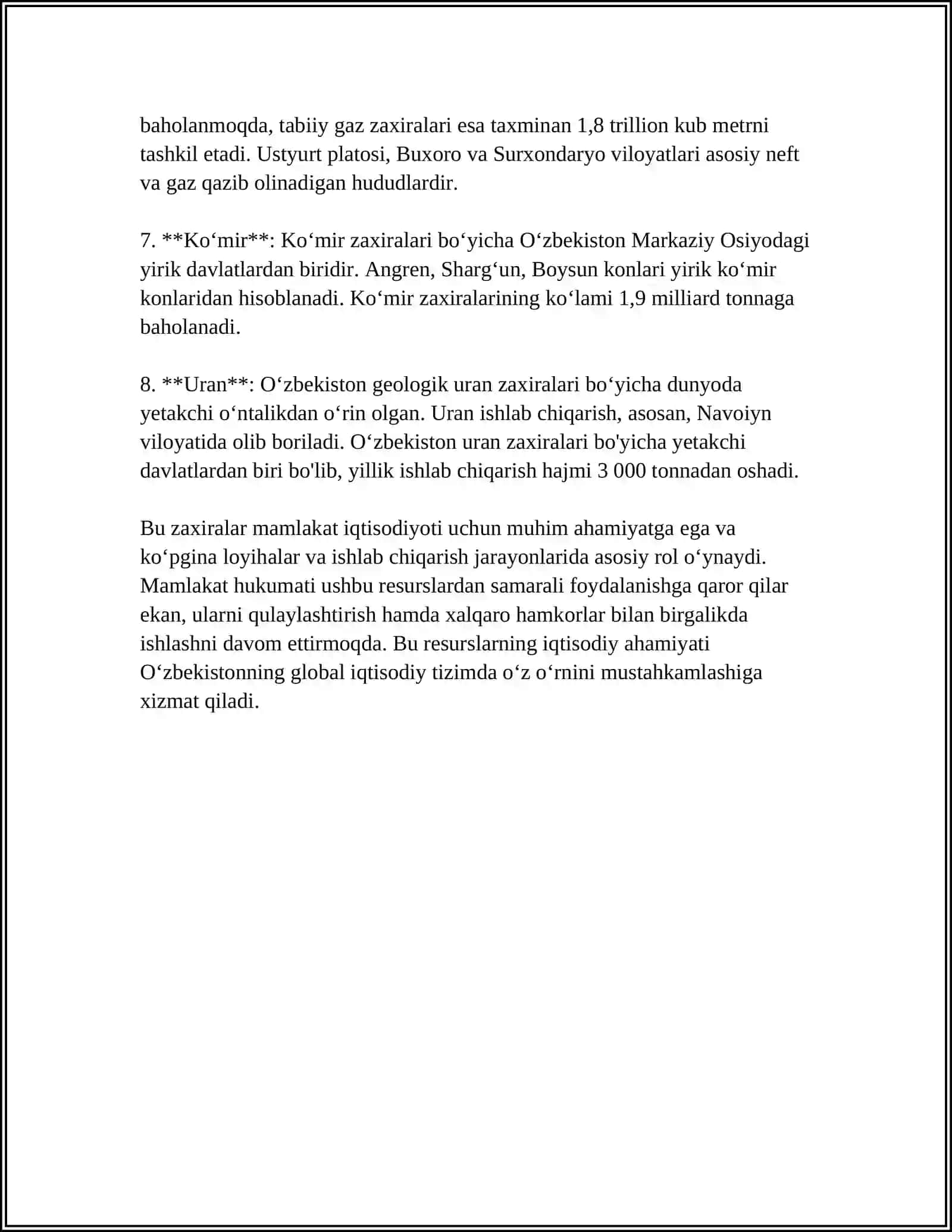 Oʻzbekistondagi mineral va energetik resurslardan oqilona foydalanish 4