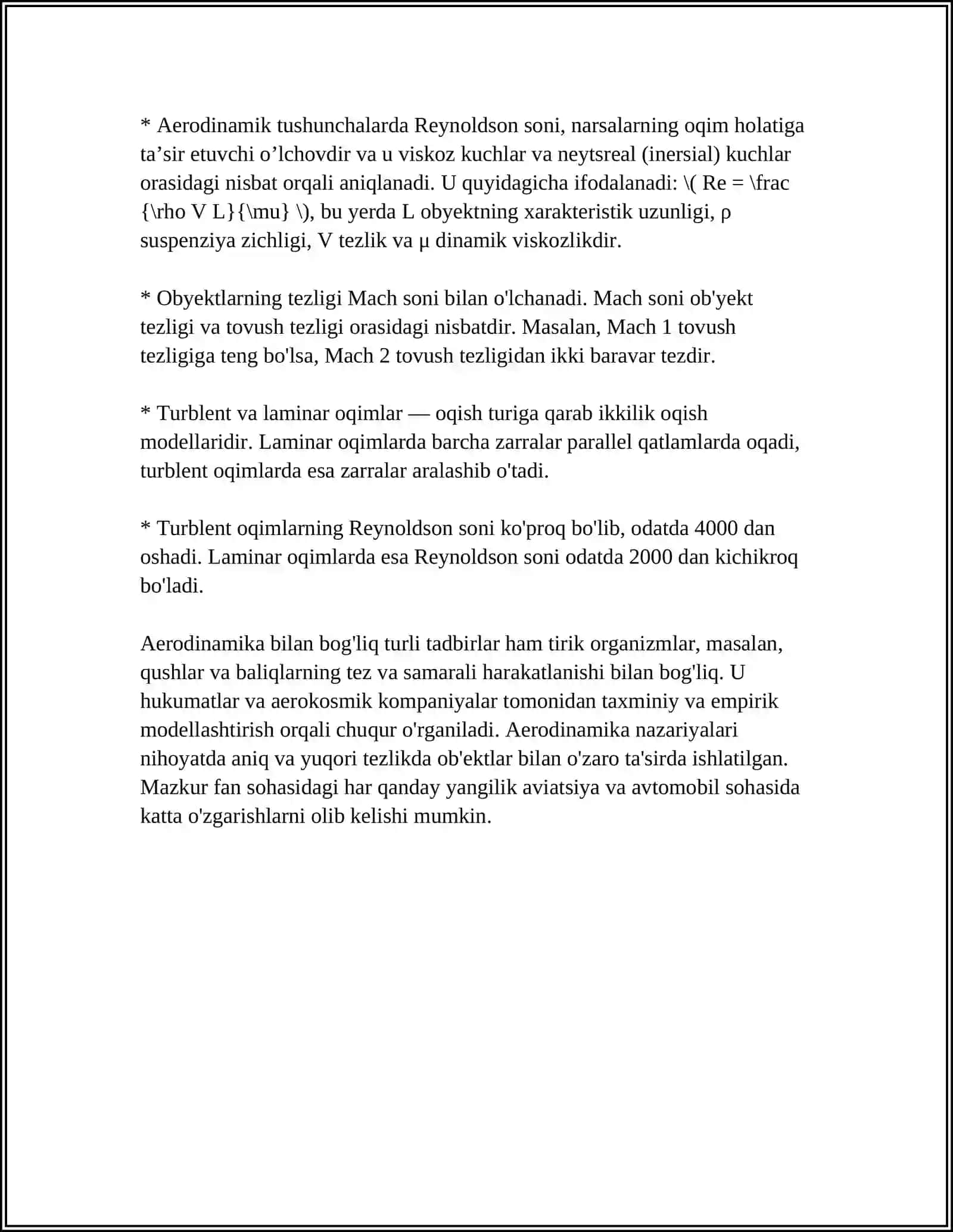 SAMOLYOT QANOTIGA TASIR QILUVCHI KUCHLAR 4