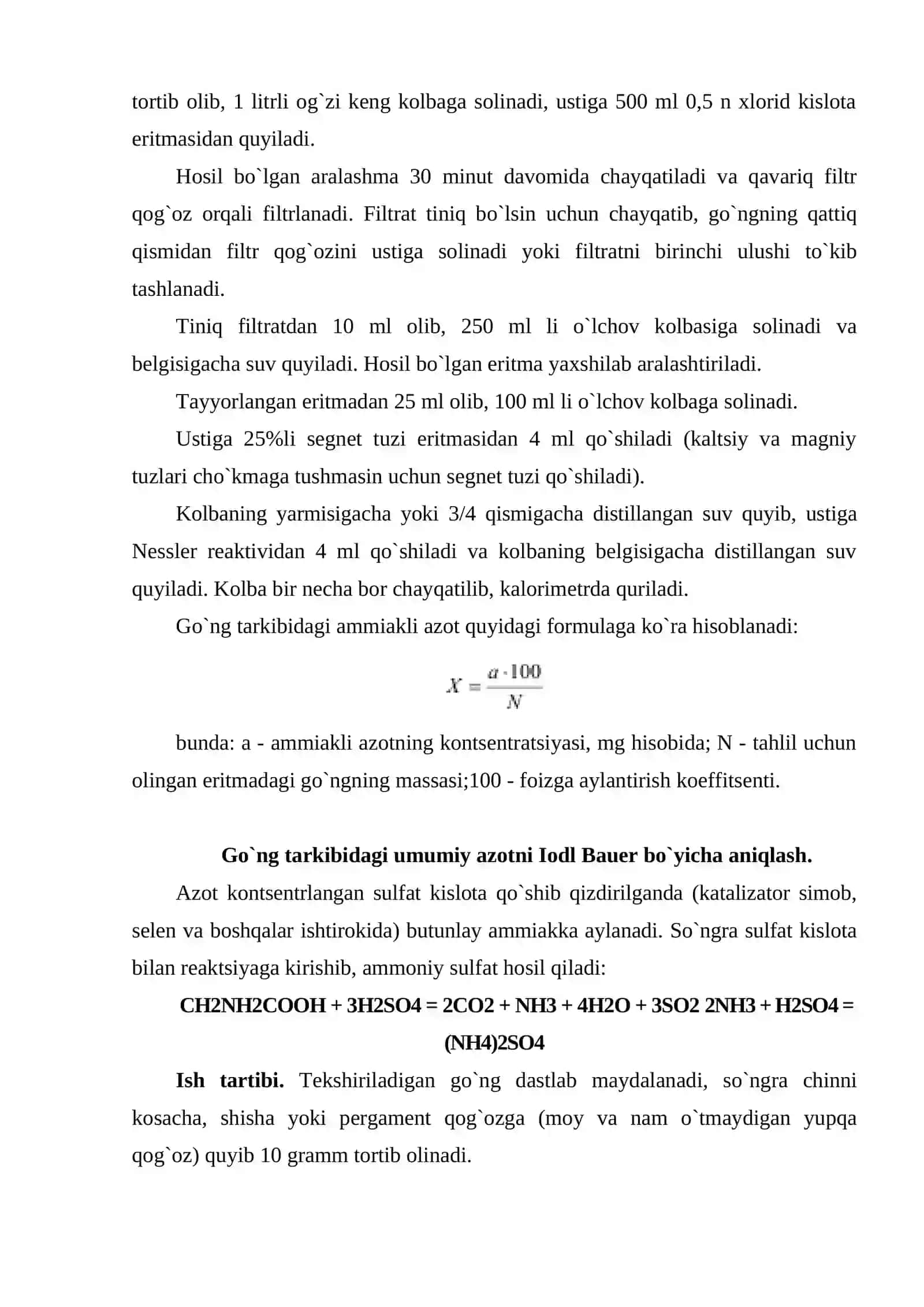 Go`ng tarkibidagi ammiakli azоtni miqdоrini Mamchenkо-Rоmashkevich usulida aniqlash 4
