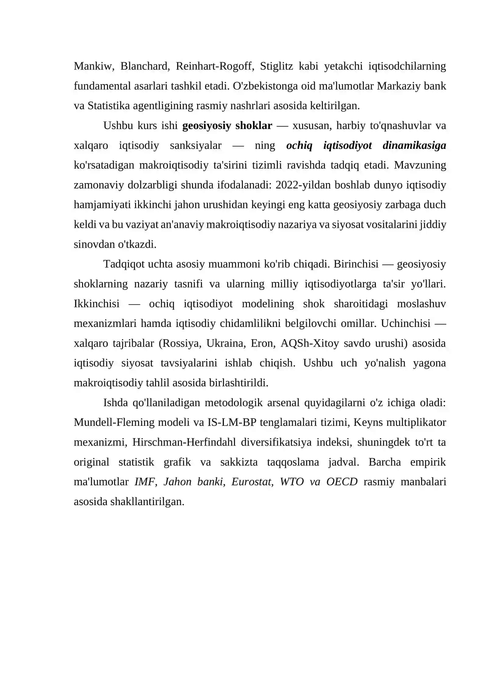 GEOSIYOSIY SHOKLAR (URUSHLAR, SANKSIYALAR) VA OCHIQ IQTISODIYOT DINAMIKASI 4