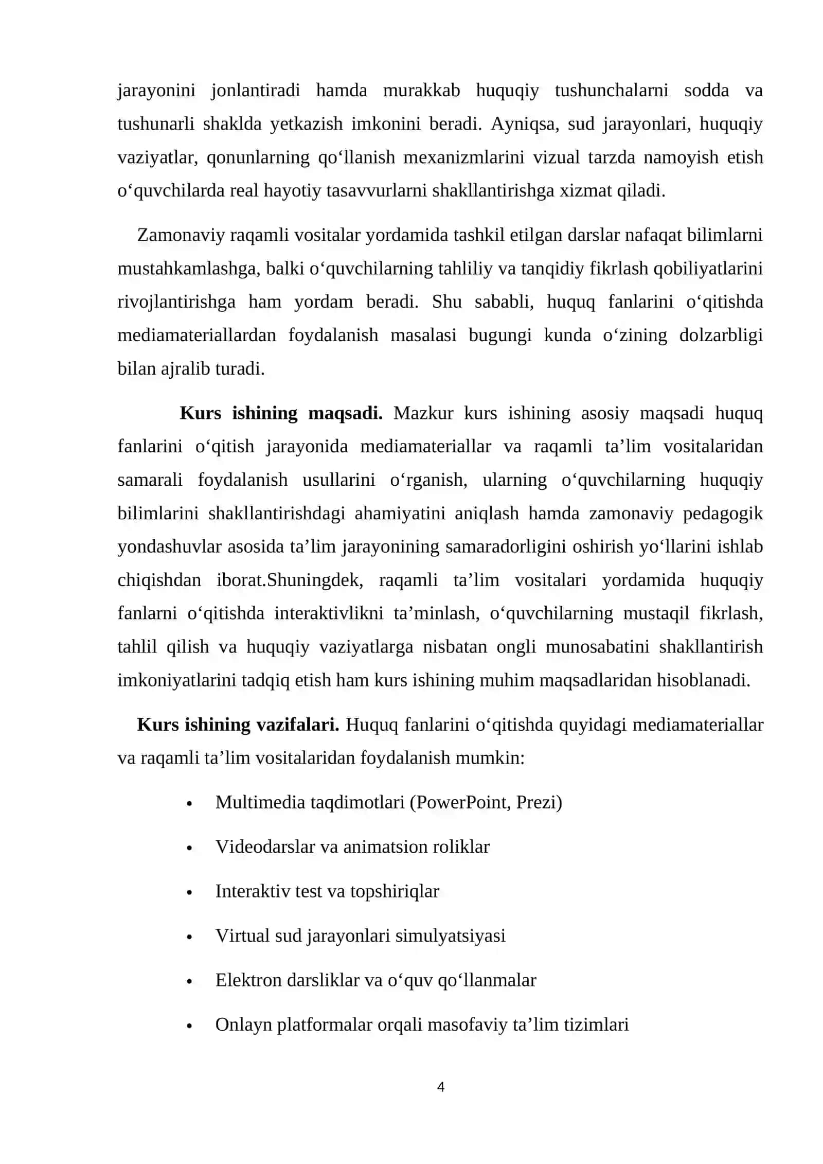 Xuquq fanlarini o’qitishda mediamateriallar va raqamli ta’lim vositalaridan foydalanish usullari 4