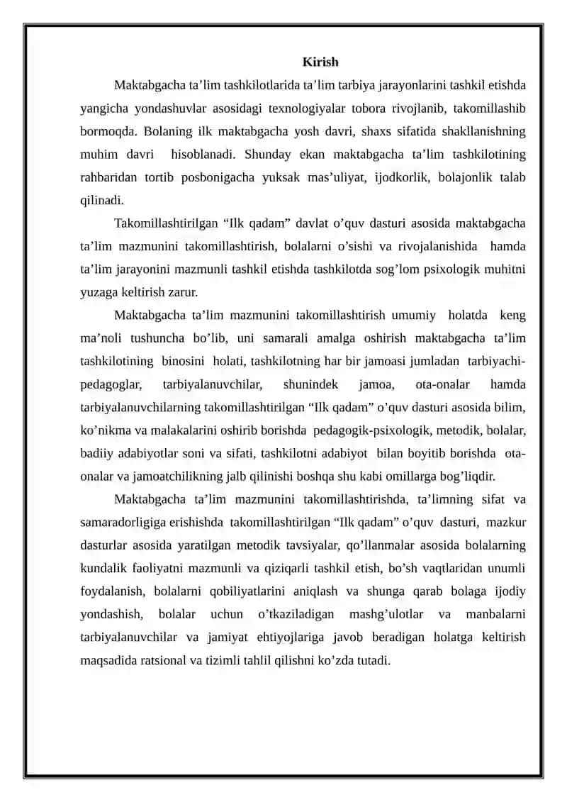 "MAKTABGACHA TA’LIM TASHKILOTI TARBIYACHISI" YO’NALISHI 4