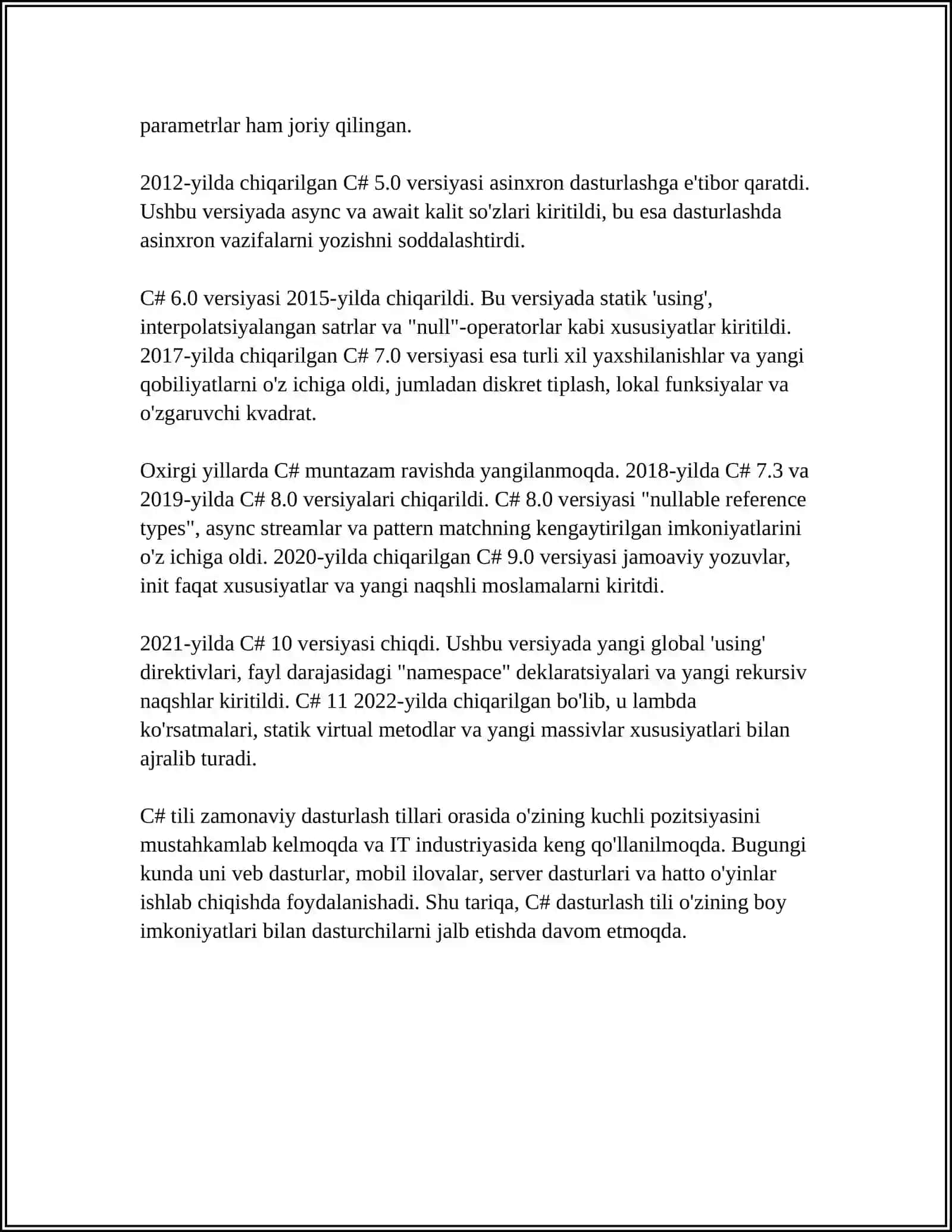 C# dasturlash tili tarixi 4