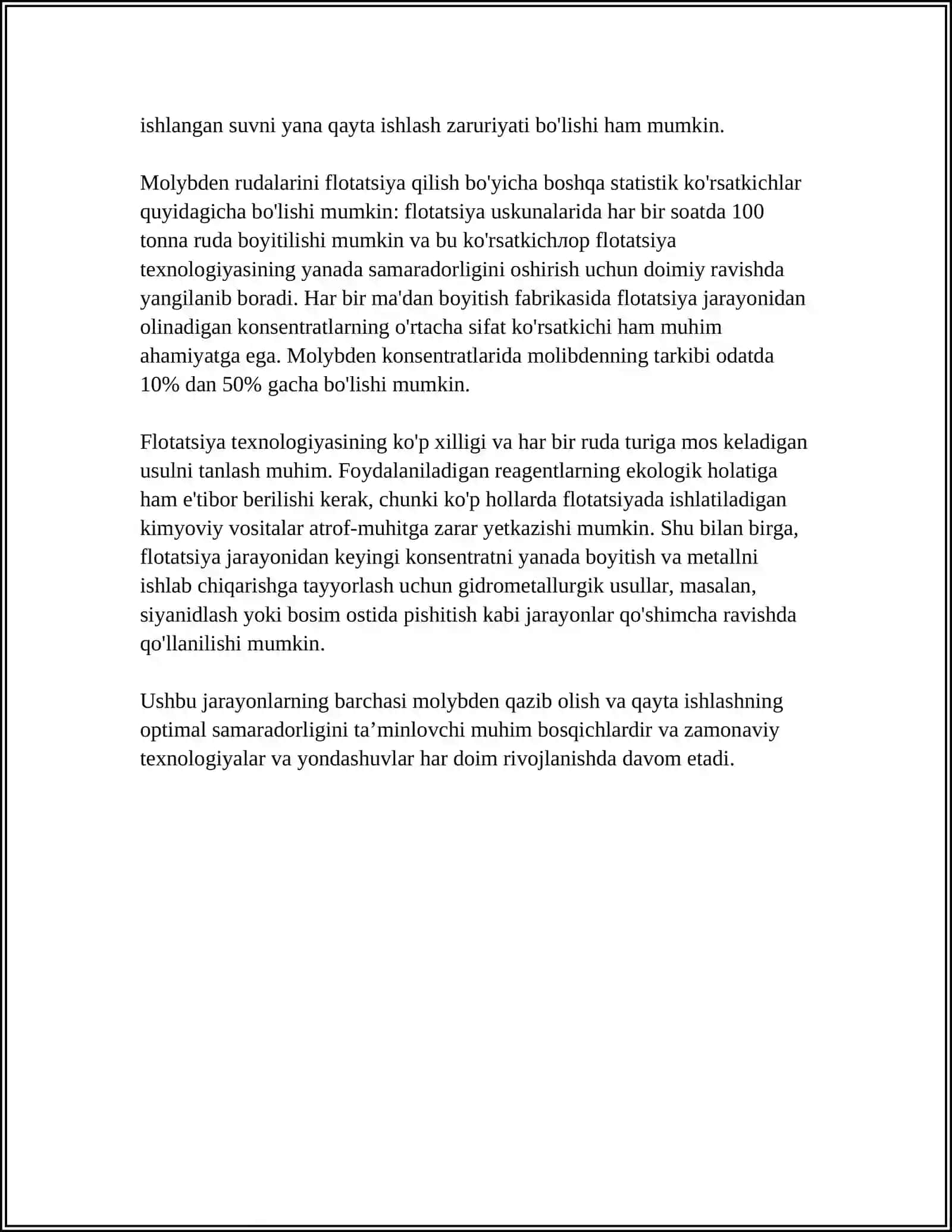 MOLIBDEN-VOLFRAMLI RUDALARNI FLOTATSIYA USULIDA BOYITISH TEXNOLOGIYASI 4