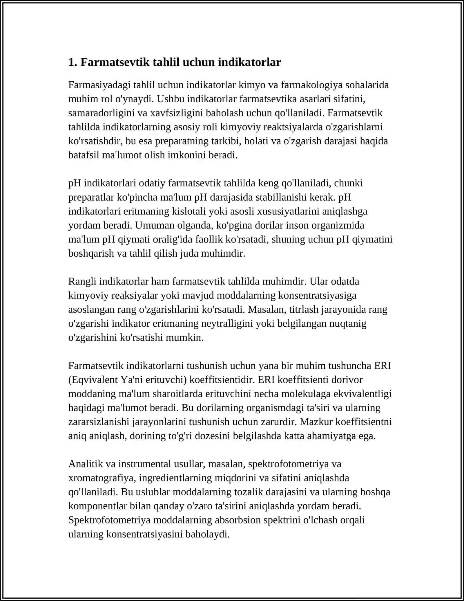 FARMATSEVTIK TAHLILDA QOLLANILADIGON INDIKATORLAR, TITRLANGAN ERITMALARNI TAYYORLASH VA TITRINI ANIQLASH. TRILON B, NATRIY NITRIT, KALIY BROMAT, NATRIY TIOSULFAT ERITMALARI 4