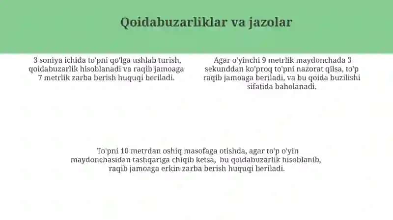 Gandbol sport turida o‘yin qoidalari ppt 4