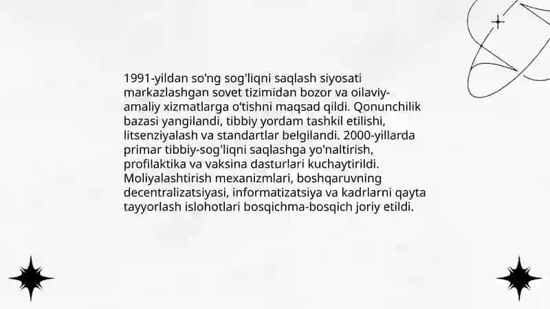 Sogliqni saqlash tizimidagi islohatlar tarixi 4