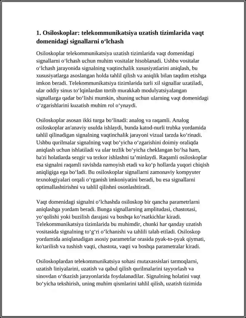 TELEKOMMUNIKATSIYA UZATISH TIZIMLARIDA QO’LLANILADIGANO’LCHASH VOSITALARI 4
