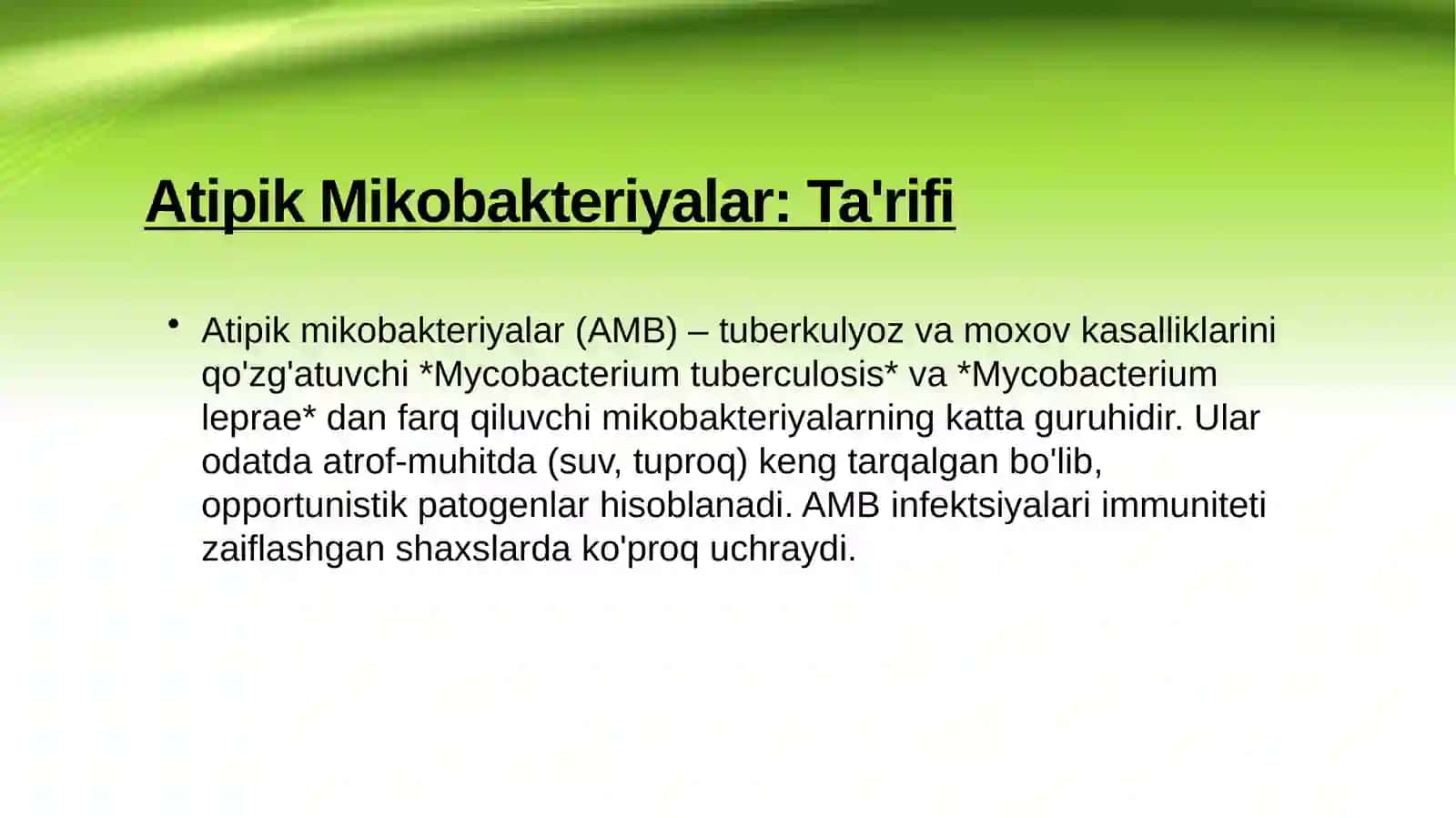 Atipik mikrobakteritalar va ularni ahamiyati 4