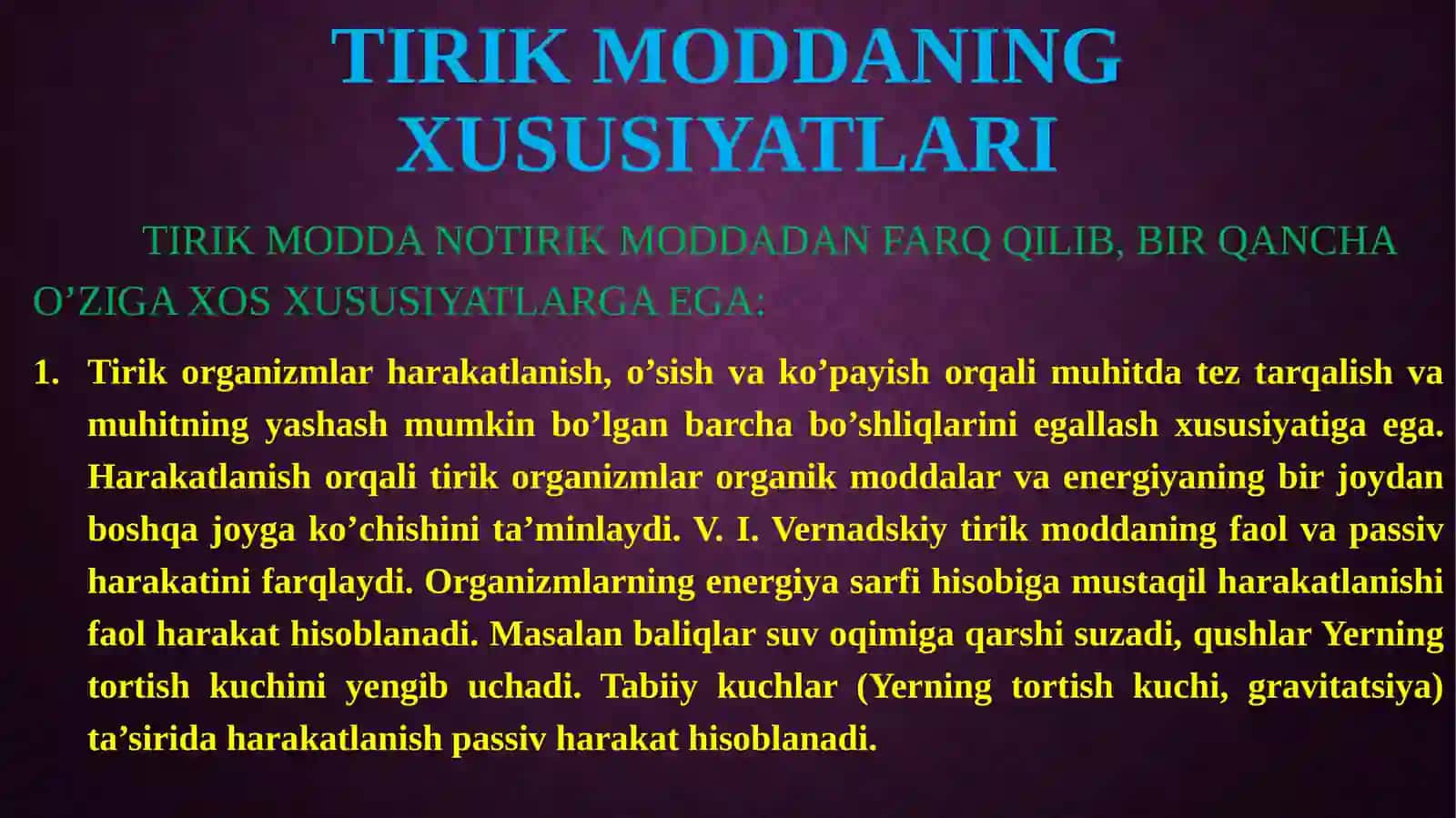 BIOSFERADAGI TIRIK MODDANING XUSUSIYATLARI VA FUNKSIYALARI 4