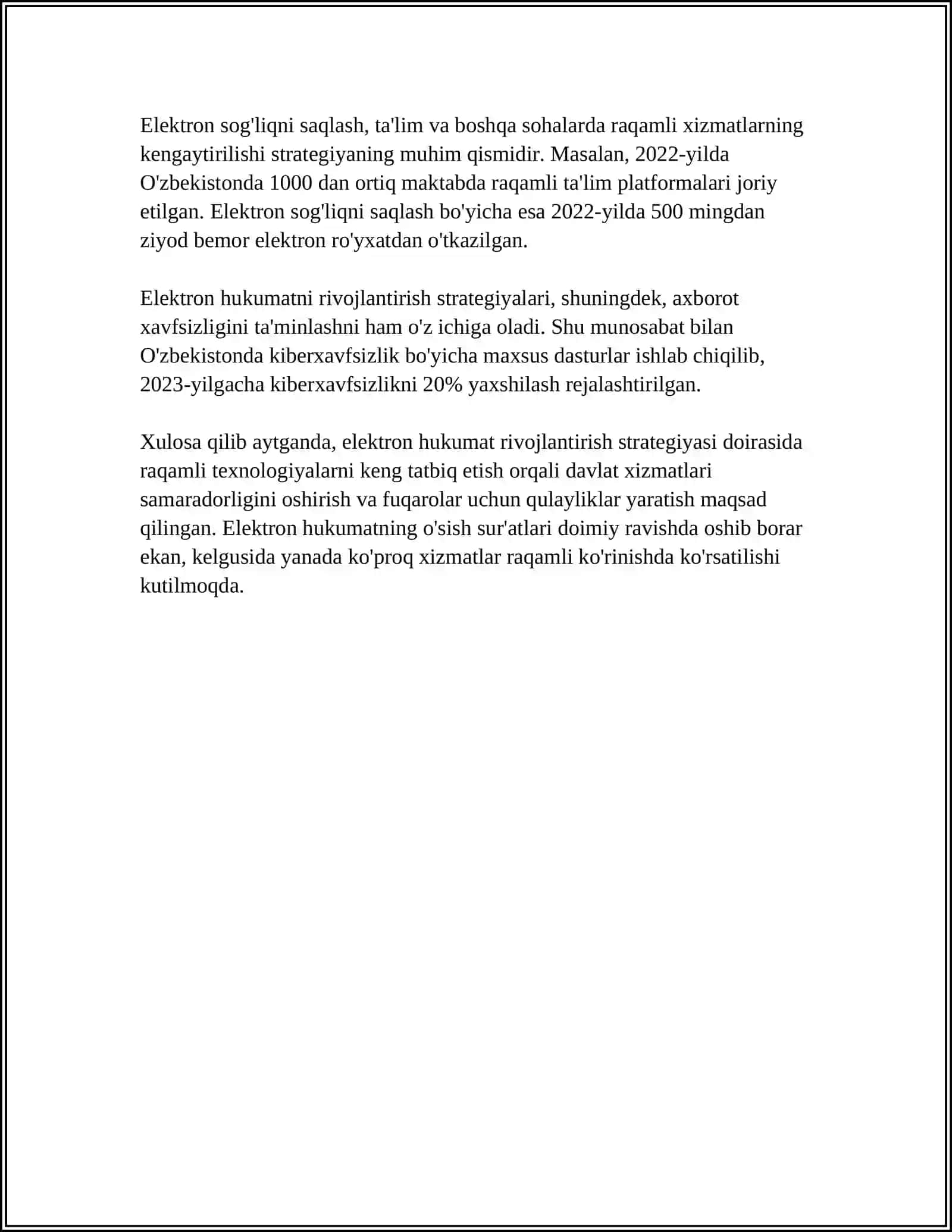 OʻZBEKISTON RESPUBLIKASI ELEKTRON HUKUMAT SOHASIDA AMALGA OSHIRILAYOTGAN ISLOHOTLAR 4
