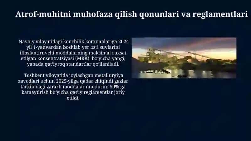 Togʻ kon kimyo metallurgiya sanoati atrof muhit muhofazasi 4