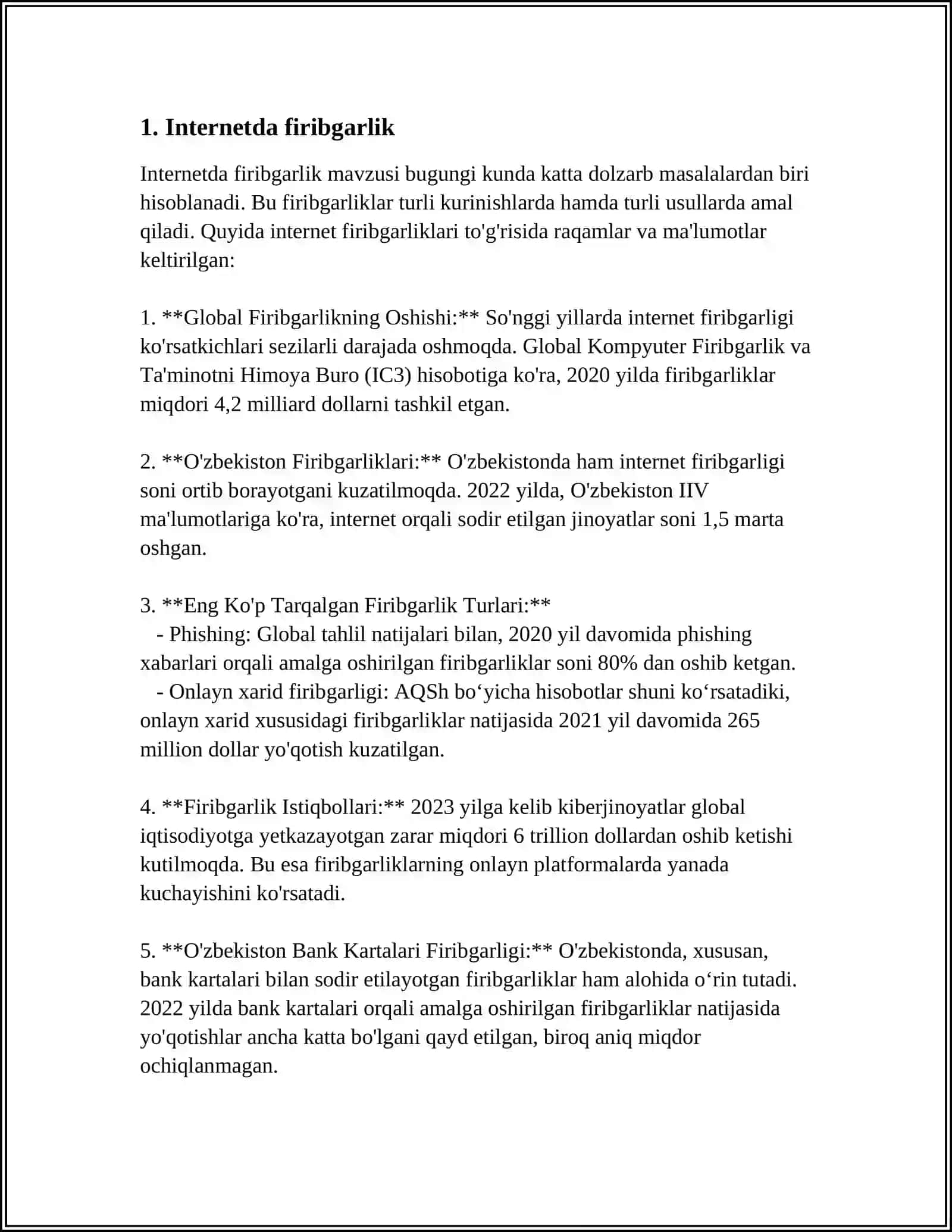 INTERNET TARMOG'IDA HUQUQBUZARLIKLAR VA ULARGA QARSHI KURASH 4
