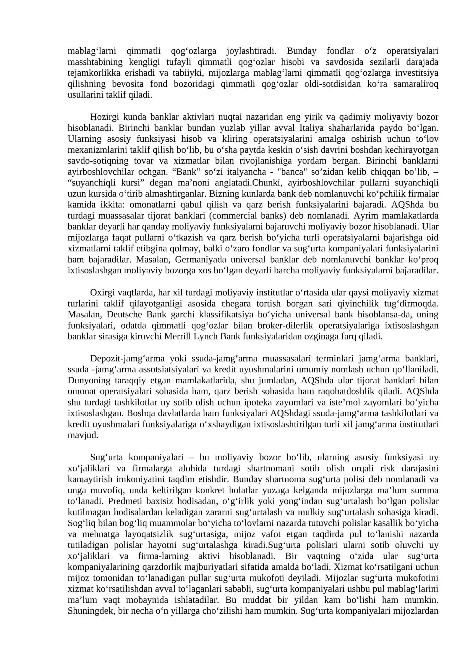 Moliya bozorining iqtisodiyotdagi ahamiyati va o'rni 4
